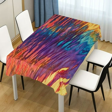 ALAZA Rainbow Tie Dye Rectangle Tablecloth Tablecover Dinning Table Cloth 54"x54"