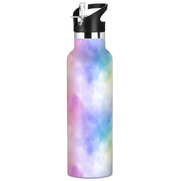 ALAZA Rainbow Tie Dye-a2 Pattern Stainless Steel Water Bottle Vacuum Insulated Leak-Proof Tumbler with Straw Handle 20oz