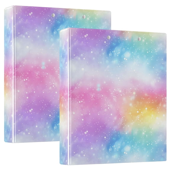 ALAZA Rainbow Tie Dye-a3 Hardcover 3 Ring Binder 1.5" D-Rings with Interior Pockets Binders School 2 PCs