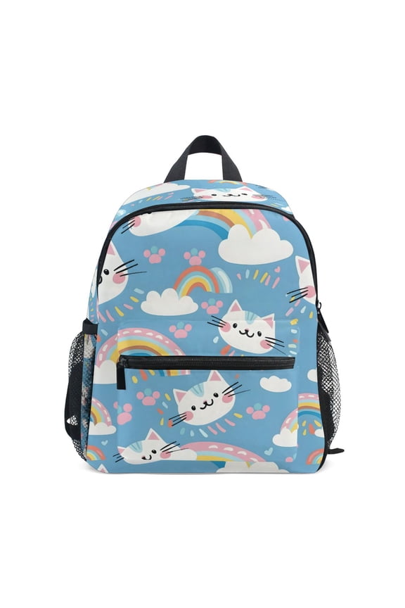 Rainbow and Cat Paw Print School Backpack Small Bookbag Mini Bags