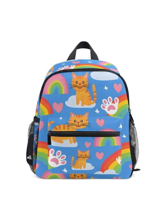 Rainbow and Cat Toddler Backpack for Preschool Kindergarten Kids Bags