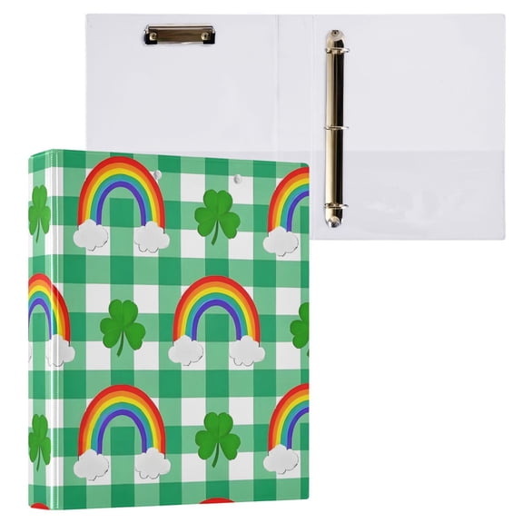 ALAZA Rainbow on Checkered Hardcover 3 Ring Binder 1.5" Round Rings Interior Pockets Binders Organizer 1 Pack