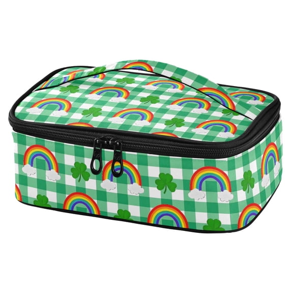 ALAZA Rainbow on Checkered Lunch Box Insulated Cooler Tote Bag Reusable School Picnic Travel Office