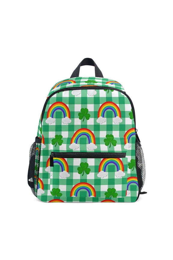 Rainbow on Checkered School Backpack Small Bookbag Mini Bags