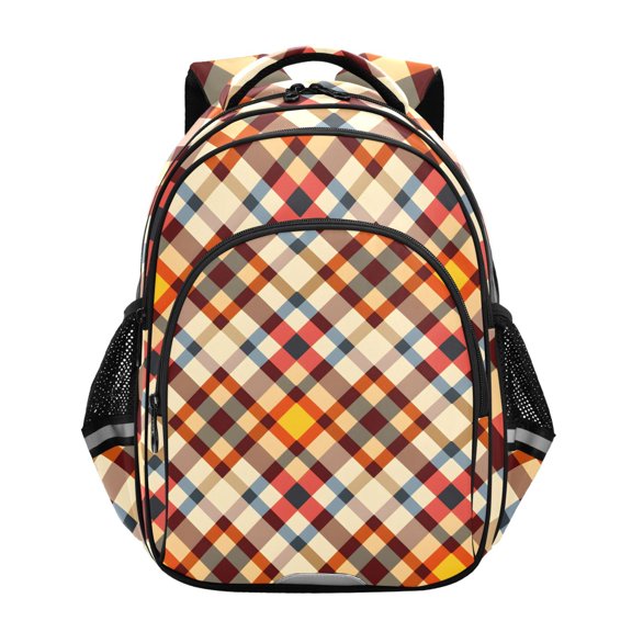 ALAZA Red Artistic Checkered Pattern School Backpack Elementary Bag Bookbag Travel Rucksack
