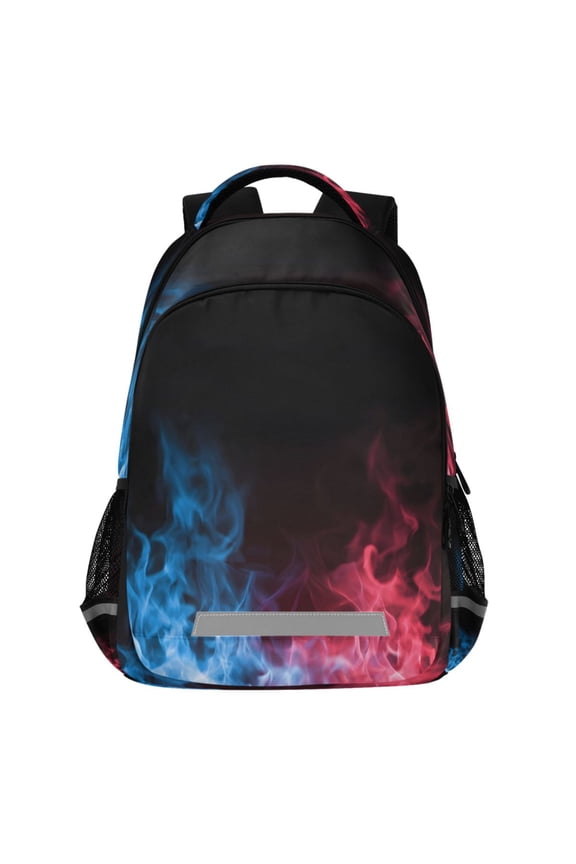 Red Blue Flames Pattern Backpack Elementary School Bags Student Bookbag Travel Rucksack