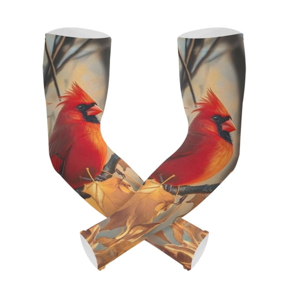 ALAZA Red Cardinal in Autumn UV Sun Protection Arm Sleeves UPF 50+ Compression Cooling Sleeve 1 Pair