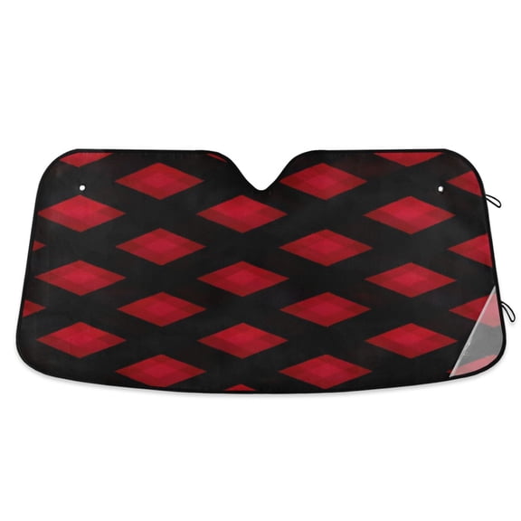 ALAZA Red Checkered Black Windshield Sun Shade Car Foldable Sun Visor Block UV Rays Protector 55"x27.6"