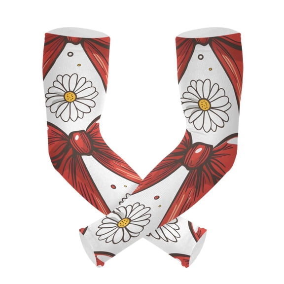 ALAZA Red Cherry Bow Flower UV Sun Protection Arm Sleeves UPF 50+ Compression Cooling Sleeve 1 Pair