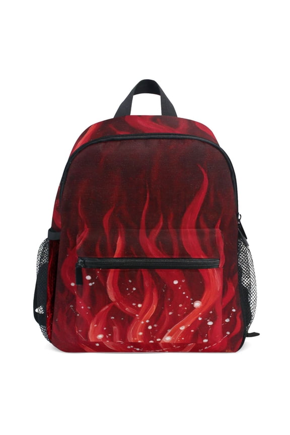 Red Flames Pattern School Backpack Student Bookbag Mini Bag