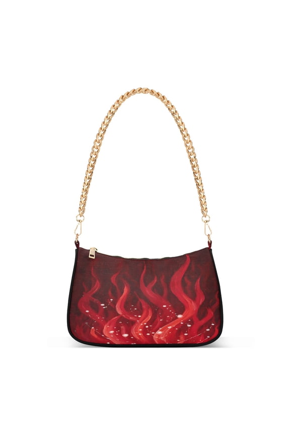 Red Flames Women's Chain Shoulder Bag Hobo Handbag Tote Crossbody Purse