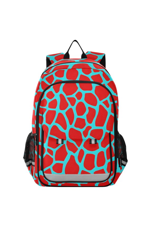 Red Giraffe Pattern Laptop Backpack Purse Travel Bag Casual School Bookbag Rucksack for Women Men
