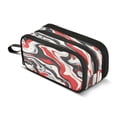 thumbnail image 1 of ALAZA Red Gray Liquid Marble Pencil Case Bag 3 Compartment Pen Pouch Large Storage Holder Box Organizer, 1 of 8
