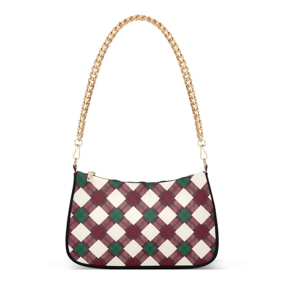 ALAZA Red Green Checkered Women's Chain Shoulder Bag Hobo Handbag Tote Crossbody Purse