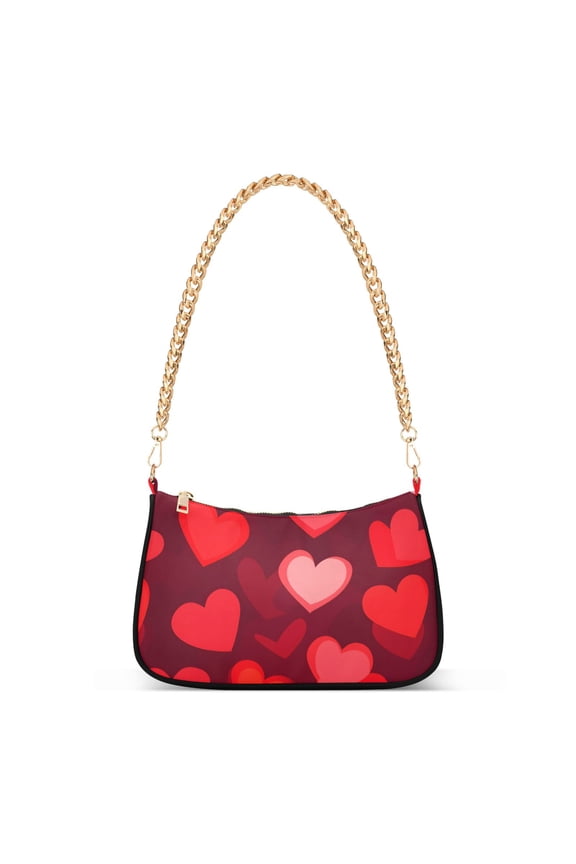 Red Heart Pattern Women's Chain Shoulder Bag Hobo Handbag Tote Crossbody Purse
