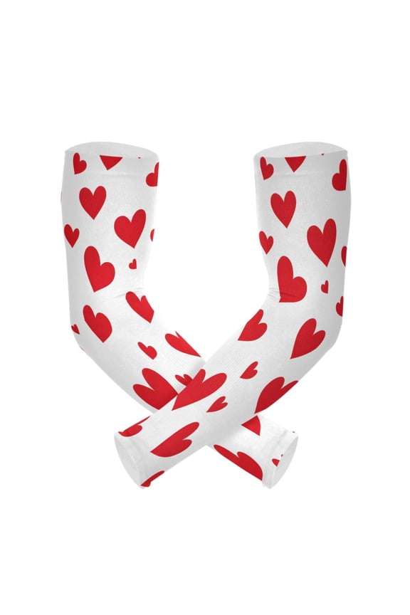 Red Hearts UV Sun Protection Arm Sleeves UPF 50+ Compression Cooling Sleeve 1 Pair
