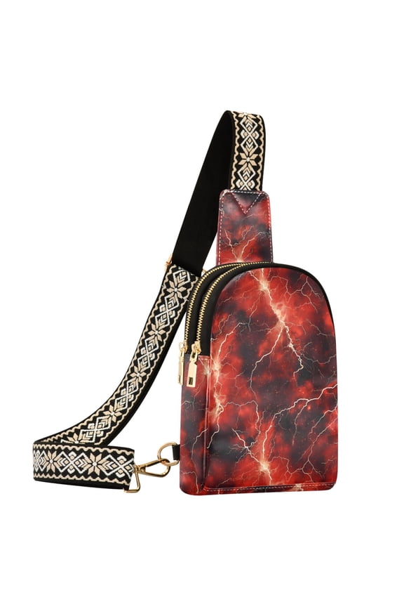 Red Lightning Sling Bag for Women Men Waterproof Crossbody Chest Bags