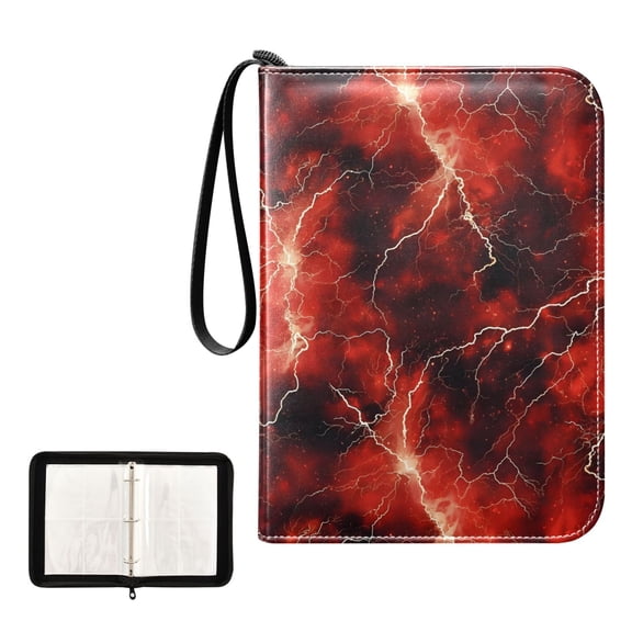 ALAZA Red Lightning Trading Card Binder 4 Pocket Cards Collection Album 400 Folder Holder