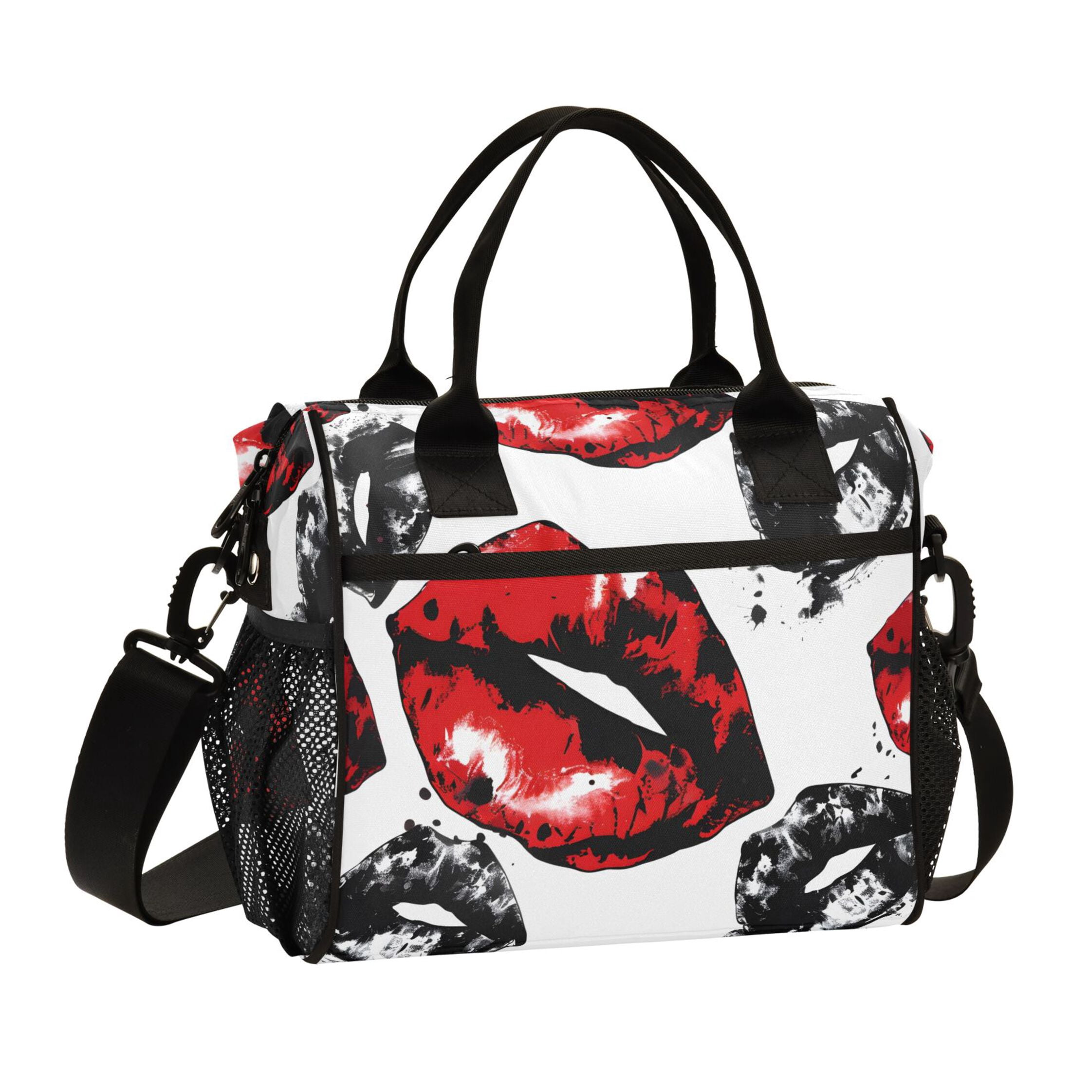 ALAZA Red Lip Insulated Lunch Bag Reusable Tote Box Adjustable Shoulder Strap for Work Picnic