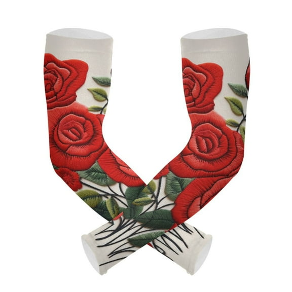 ALAZA Red Roses Flowers UV Sun Protection Arm Sleeves UPF 50+ Compression Cooling Sleeve 1 Pair
