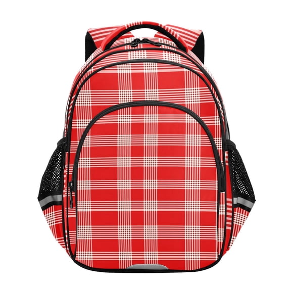 ALAZA Red Tartan Checkered School Backpack Elementary Bag Bookbag Travel Rucksack