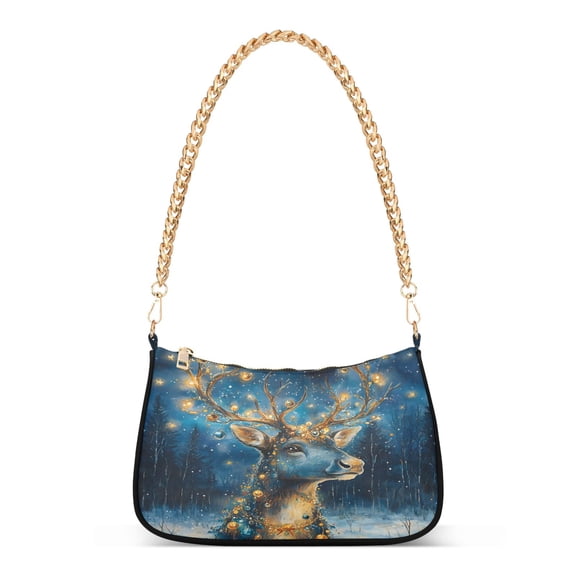 ALAZA Reindeer Starry Night Women's Chain Shoulder Bag Hobo Handbag Tote Crossbody Purse