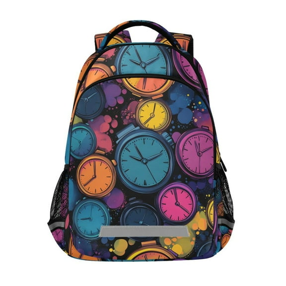 ALAZA Retro Alarm Clocks Backpack Elementary School Bag Bookbag Travel Rucksack