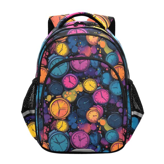 ALAZA Retro Alarm Clocks School Backpack Elementary Bag Bookbag Travel Rucksack