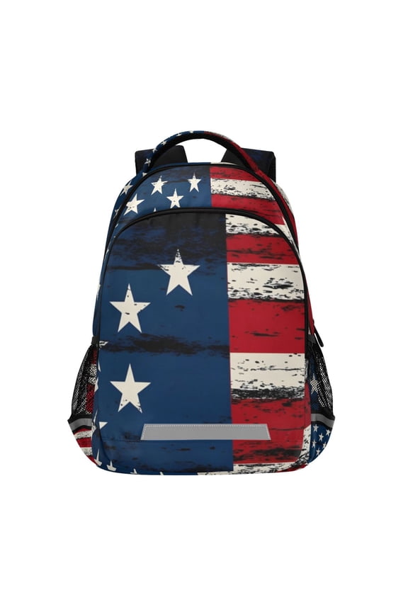 Retro American Flag Backpack Elementary School Bag Bookbag Travel Rucksack
