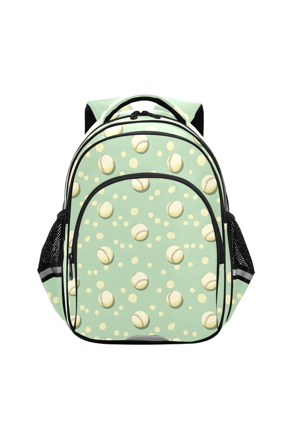 Retro Baseball Polka Dots School Backpack Elementary Bag Bookbag Travel Rucksack