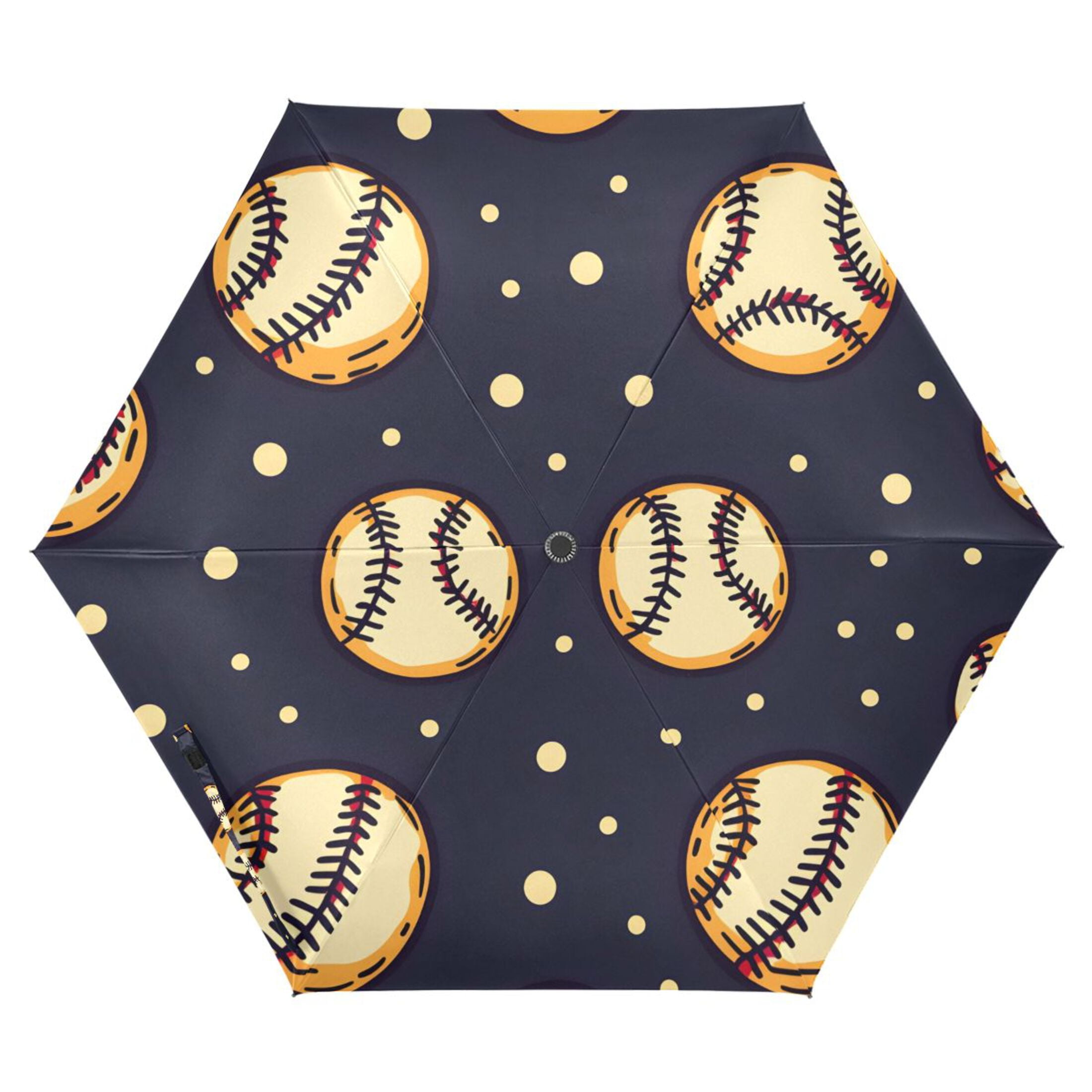 ALAZA Retro Baseball UPF 50+ Compact Folding Umbrella for Rain Travel Umbrella Packable