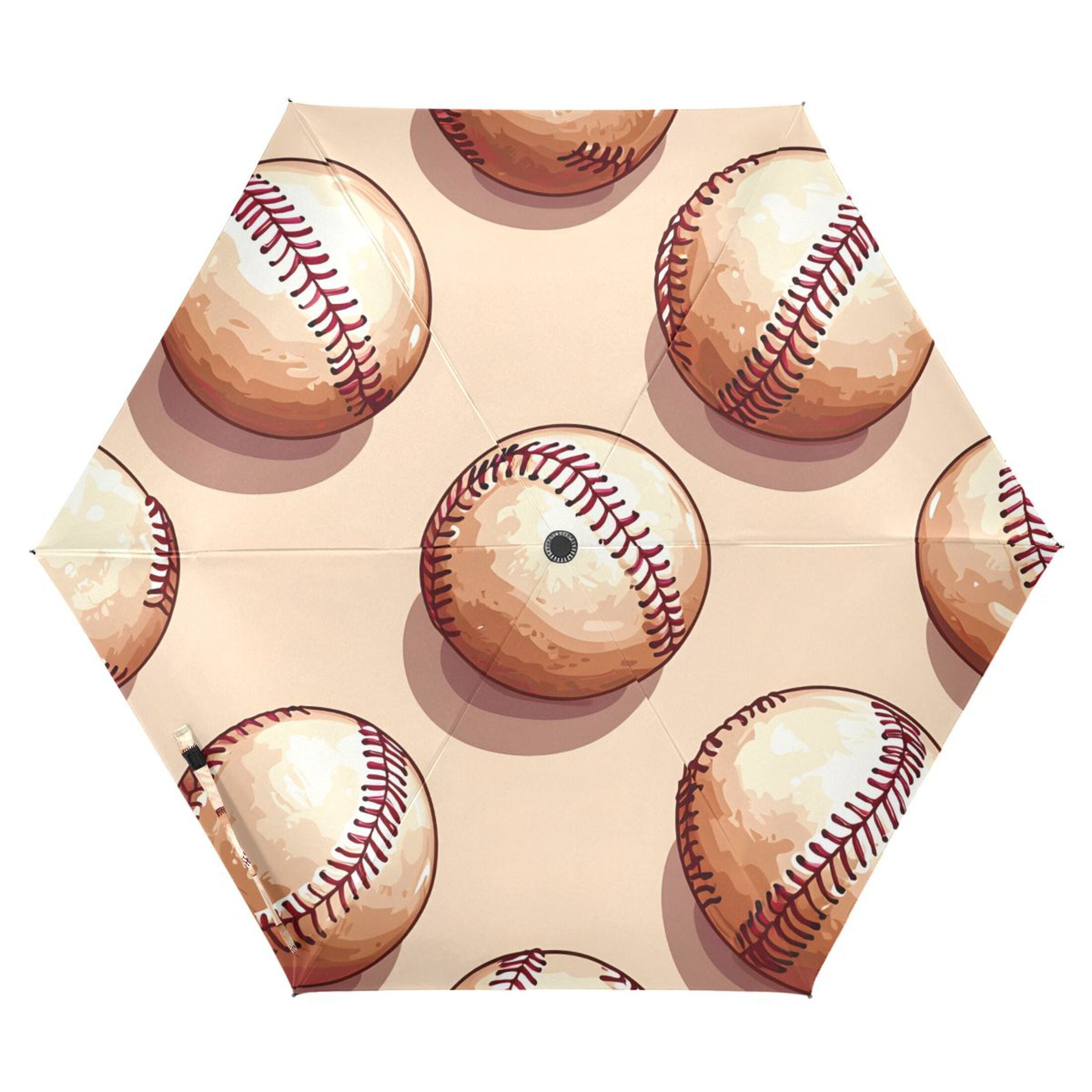 ALAZA Retro Baseballs UPF 50+ Compact Folding Umbrella for Rain Travel Umbrella Packable