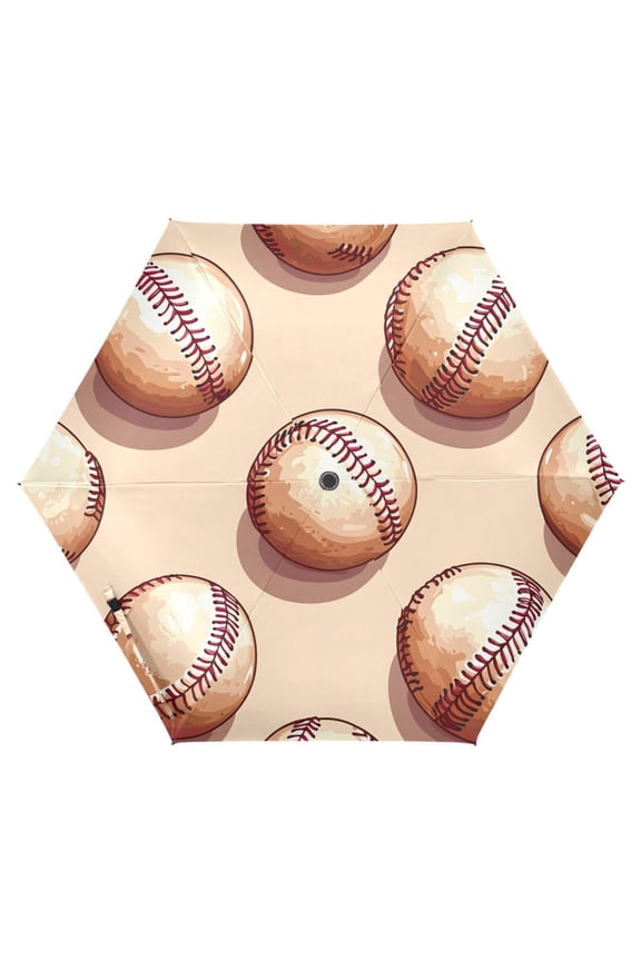Retro Baseballs UPF 50+ Compact Folding Umbrella for Rain Travel Umbrella Packable