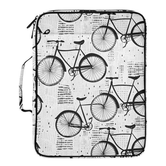 ALAZA Retro Bicycles Pattern Expanding Accordion File Folder 3 Ring Zipper Binder Organizer Portable Document Bag