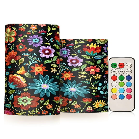 ALAZA Retro Blooming Flowers 2 PCs LED Flickering Flameless Candles with Remote Timer Battery Operated Candle