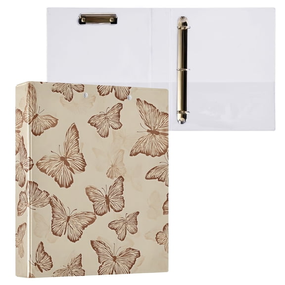 ALAZA Retro Butterflies Hardcover 3 Ring Binder 1.5" D-Rings with Interior Pockets Binders School 1 PC