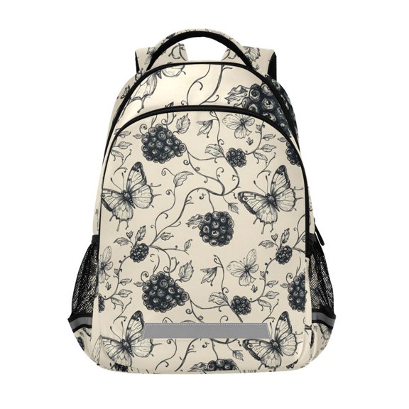 ALAZA Retro Butterfly Grapes Backpack Elementary School Bag Bookbag Travel Rucksack
