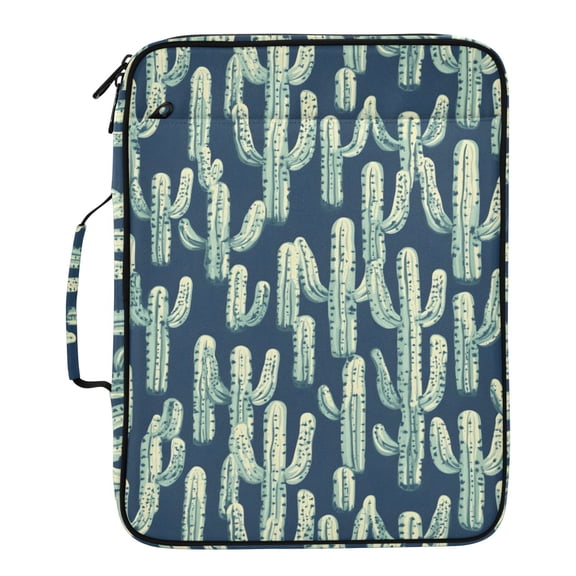ALAZA Retro Cactus Pattern Expanding Accordion File Folder 3 Ring Zipper Binder Organizer Portable Document Bag