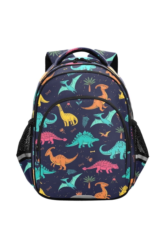 Retro Cartoon Dinosaurs School Backpack Elementary Bag Student Bookbag Travel Rucksack