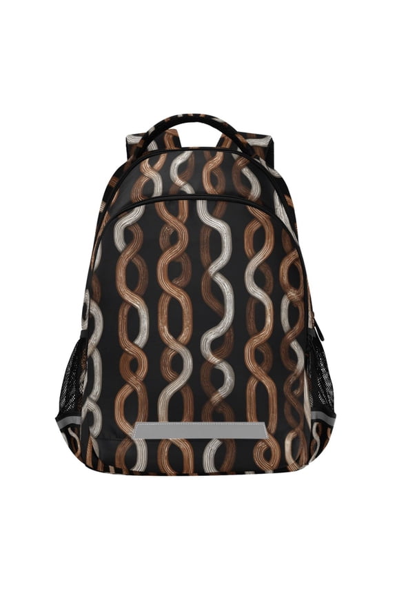 Retro Chains Pattern Backpack Elementary School Bags Student Bookbag Travel Rucksack