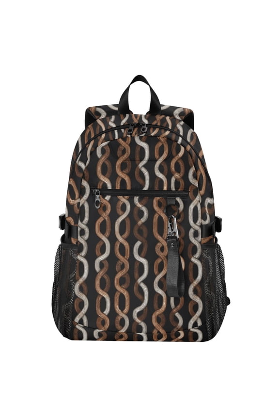 Retro Chains Pattern School Backpack Travel Laptop Bag College Bookbag Casual Daypack for Women Men