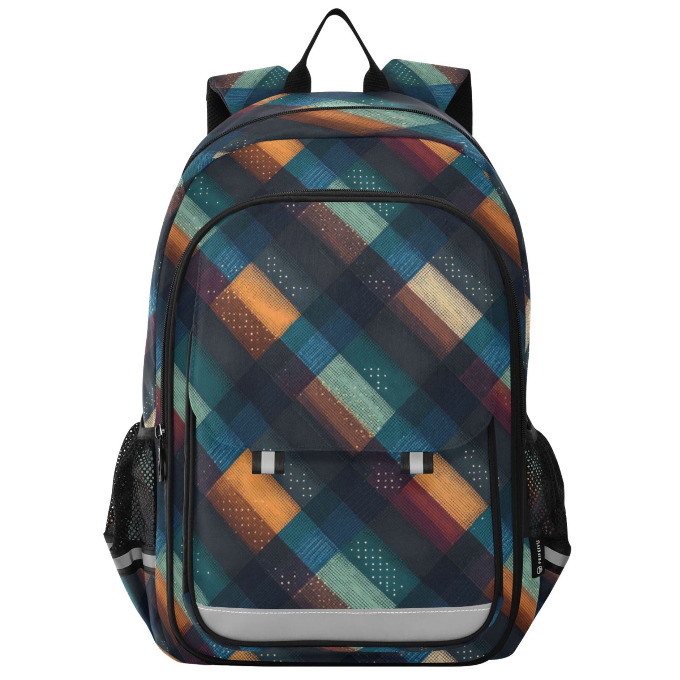 ALAZA Retro Checkered School Laptop Backpack Travel Bag Casual Student Bookbag Rucksack