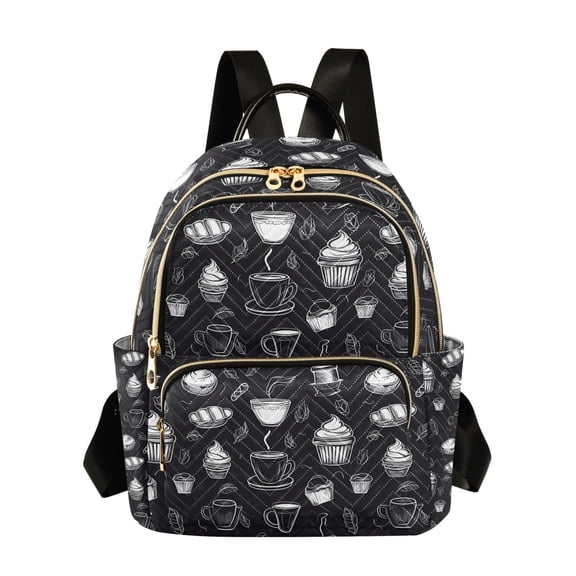 ALAZA Retro Coffee Cups Womens Travel Laptop Backpack Large Daypack Ladies Shoulder Bags S