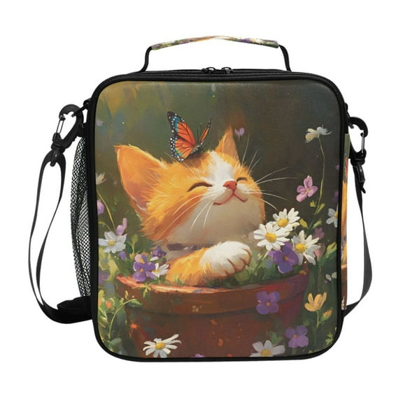 ALAZA Retro Cute Cat Lunch Box Insulated Lunch Bag Reusable Thermal Cooler Tote School Picnic