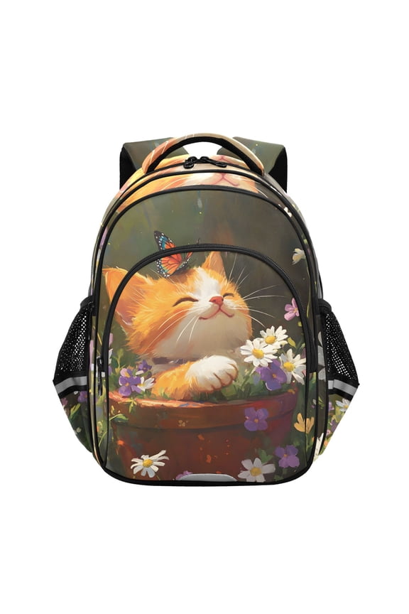 Retro Cute Cat School Backpack Elementary Bag Bookbag Travel Rucksack