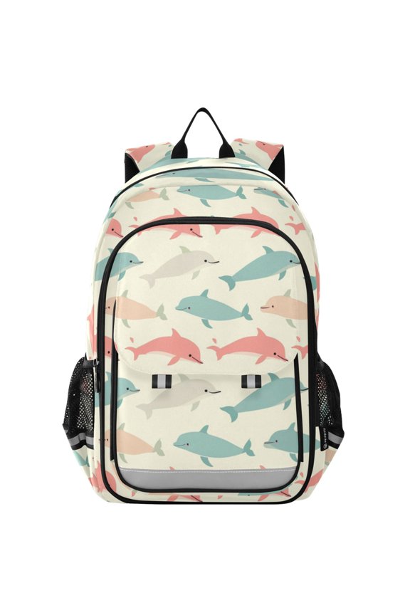 Retro Dolphin Laptop Backpack Purse Travel Bag Casual School Bookbag Rucksack for Women Men