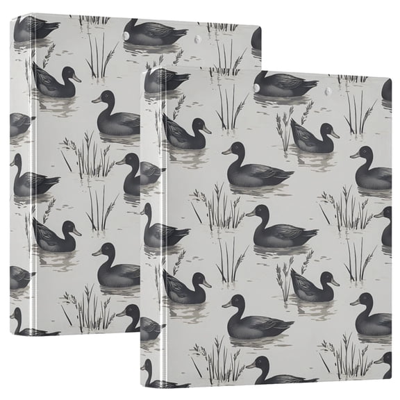 ALAZA Retro Ducks Swim Hardcover 3 Ring Binder 1.5" D-Rings with Interior Pockets Binders School 2 PCs