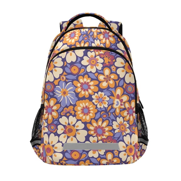 ALAZA Retro Floral Flowers Backpack Elementary School Bag Bookbag Travel Rucksack