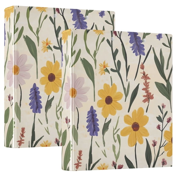 ALAZA Retro Floral-a5 Hardcover 3 Ring Binder 1.5" Round Rings Interior Pockets Binders Organizer 2 Pack