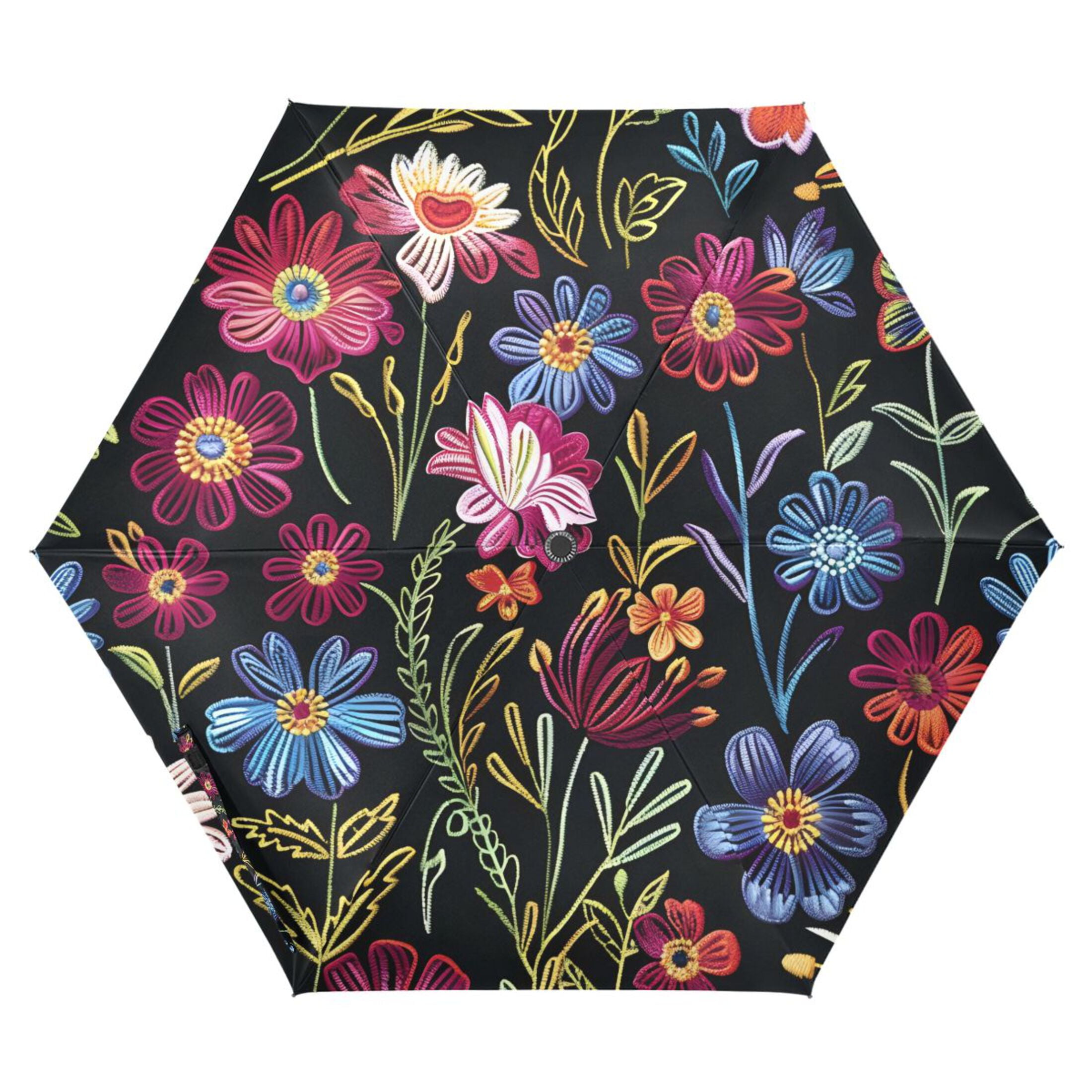 ALAZA Retro Flowers Vintage UPF 50+ Compact Folding Umbrella for Rain Travel Umbrella Packable